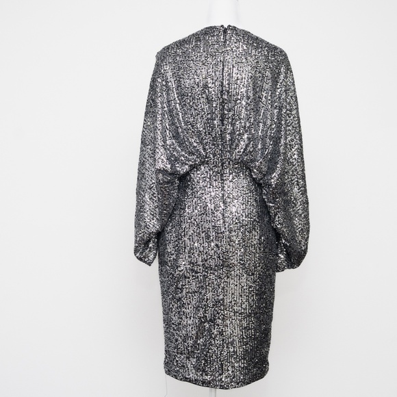 Gabrielle Union - Drape Sleeve Silver Sequin - Perfect New Years Eve Dress - Picture 4 of 12